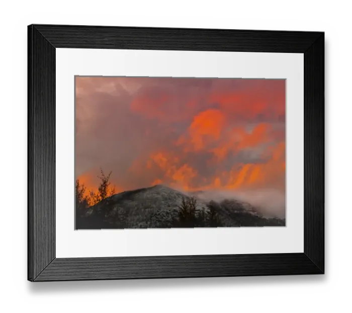 Framed Print : USA, Colorado, Frisco. Sunset illumines clouds over Buffalo Mountain