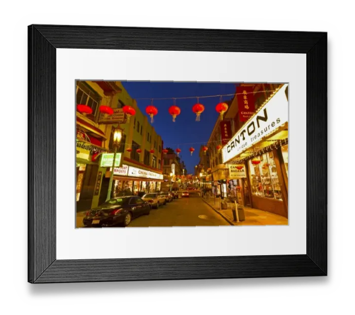 Framed Print : Chinatown at dusk in San Francisco, California, USA Framed Print : Chinatown at dusk in San Francisco, California, USA