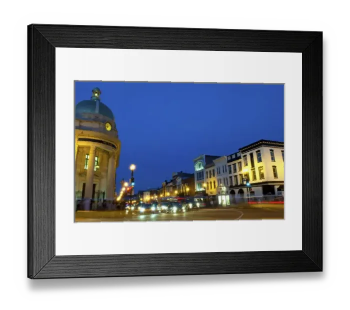 Framed Print : Washington DC Georgetown at night at Wisconsin Street and M Street with traffic Framed Print : Washington DC Georgetown at night at Wisconsin Street and M Street with traffic