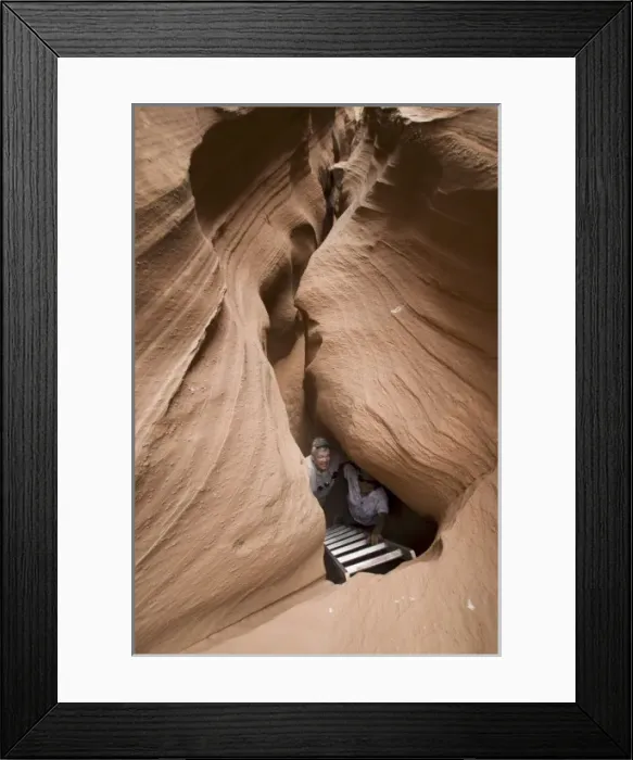 Framed Print : Visitors Making the Approach to Cathedral Canyon, Navajo Reservation, Arizona, US