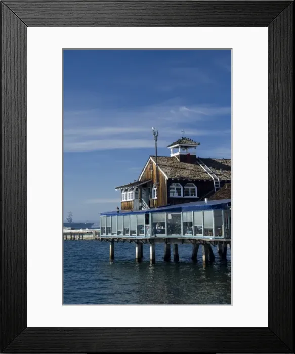 Framed Print : California, San Diego. Seaport Village, Pier Cafe Framed Print : California, San Diego. Seaport Village, Pier Cafe