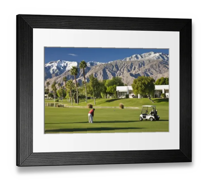 Framed Print : USA, California, Palm Springs. Desert Princess Golf Course and Mountains, winter Framed Print : USA, California, Palm Springs. Desert Princess Golf Course and Mountains, winter