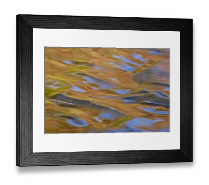 Framed Print : USA, Arkansas. Ozark Mountains. Fall colors reflected in Richfield Creek