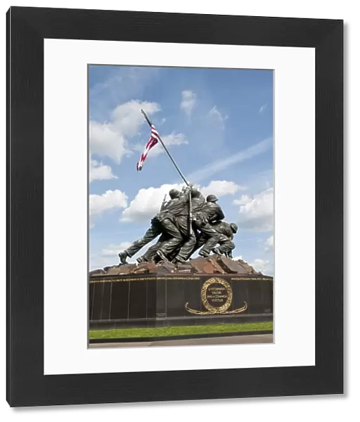 Famous Washington DC Iwo Jima Marine Memorial of flag raising in bronze to help end