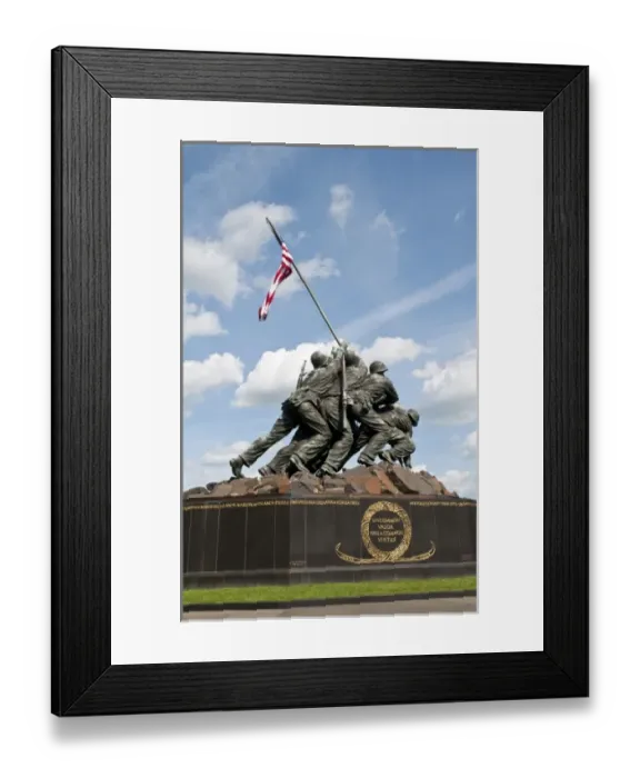 Framed Print : Famous Washington DC Iwo Jima Marine Memorial of flag raising in bronze to help end Framed Print : Famous Washington DC Iwo Jima Marine Memorial of flag raising in bronze to help end