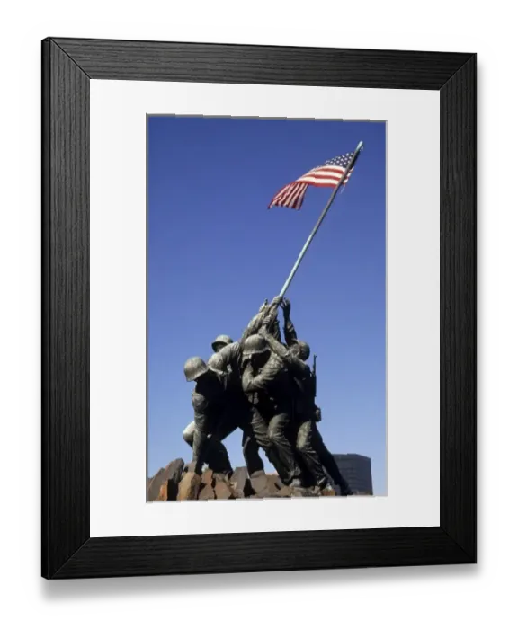 Framed Print : The beautiful color of the famous Marine Monument of Iwo Jima with flag in Virginia