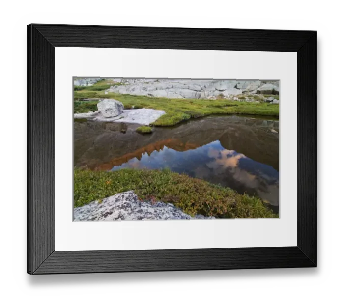 Framed Print : USA, Colorado, Rocky Mountain NP. A mountain pond reflects the last light on Longs Peak