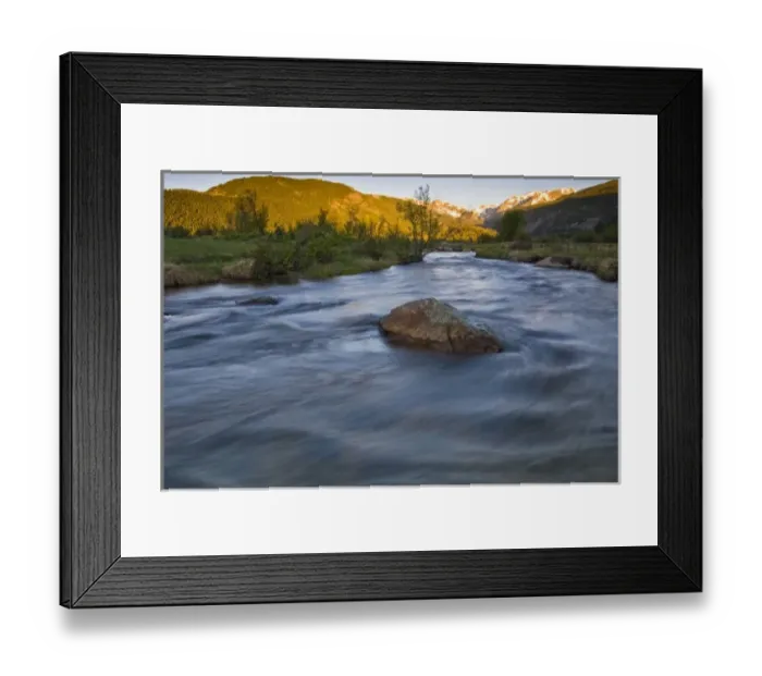 Framed Print : USA, Colorado, Rocky Mountains, Rocky Mountain National Park, creek carrying snow