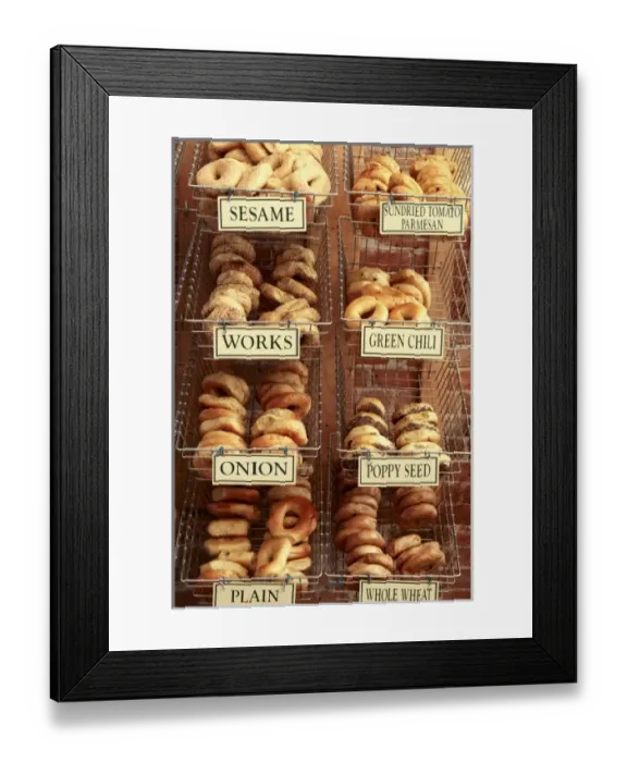 Framed Print : Ouray, Colorado, United States. Variety of different bagels Framed Print : Ouray, Colorado, United States. Variety of different bagels