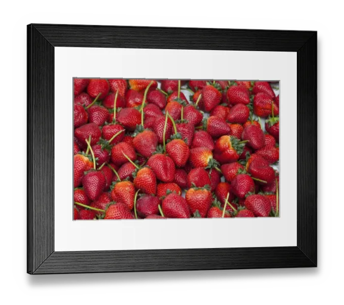 Framed Print : Fresh ripe strawberries on display at market Framed Print : Fresh ripe strawberries on display at market