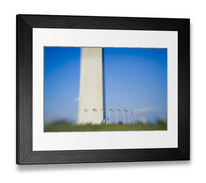 Framed Print : American flags surround Washington Monument (blurred), Washington D. C. (District of Columbia)