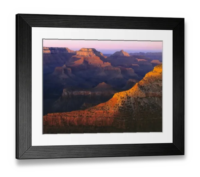 Framed Print : USA, Arizona, Grand Canyon NP. The last light of day catches the tops of the mesas at Mather Point Framed Print : USA, Arizona, Grand Canyon NP. The last light of day catches the tops of the mesas at Mather Point