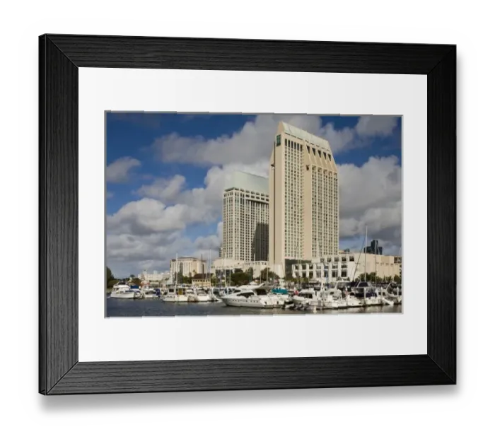 Framed Print : USA, California, San Diego. Harborside city view from Embarcadero Park Framed Print : USA, California, San Diego. Harborside city view from Embarcadero Park