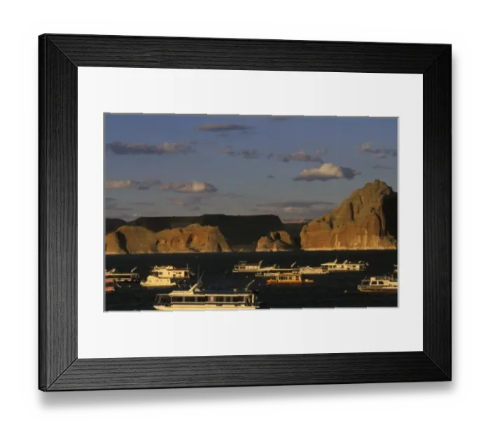 Framed Print : North America, United States, Arizona, Lake Powell. Drought Red Rocks, taken from Wahweap