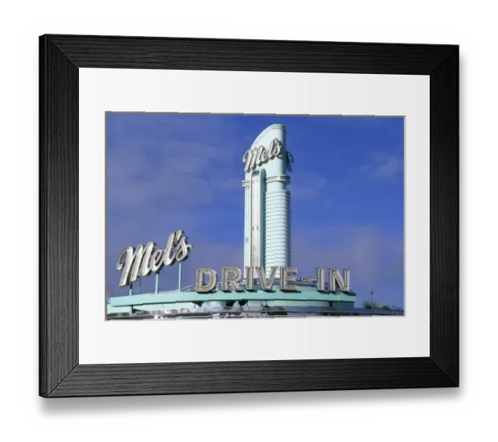 Framed Print : North America, USA, California, Los Angeles, Hollywood. Mels Drive in Diner sign Framed Print : North America, USA, California, Los Angeles, Hollywood. Mels Drive in Diner sign