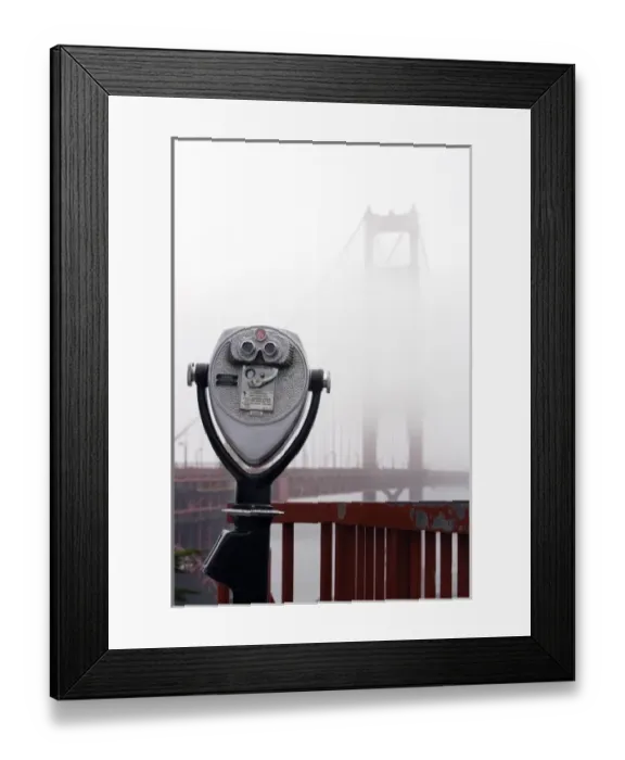 Framed Print : A view of the Golden Gate Bridge hidden in the fog