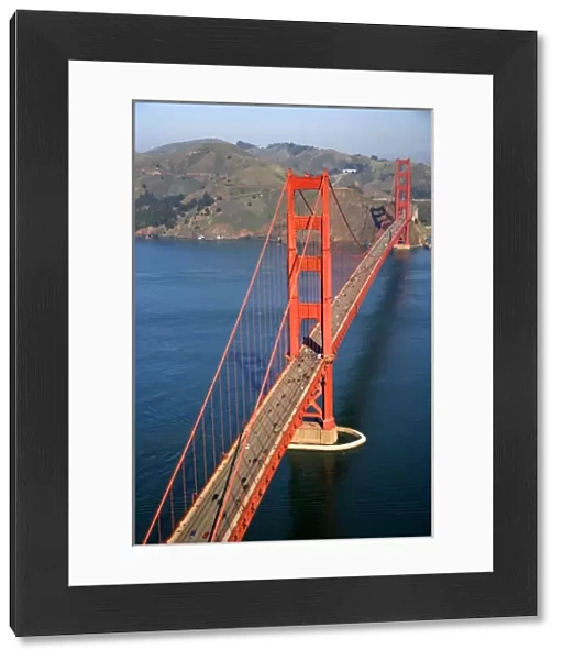Aerial view of the Golden Gate Bridge in the San Francisco bay, California