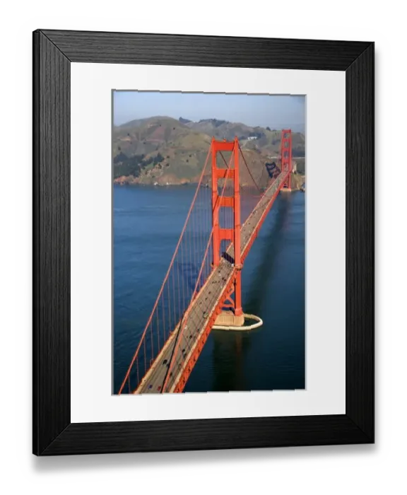 Framed Print : Aerial view of the Golden Gate Bridge in the San Francisco bay, California Framed Print : Aerial view of the Golden Gate Bridge in the San Francisco bay, California