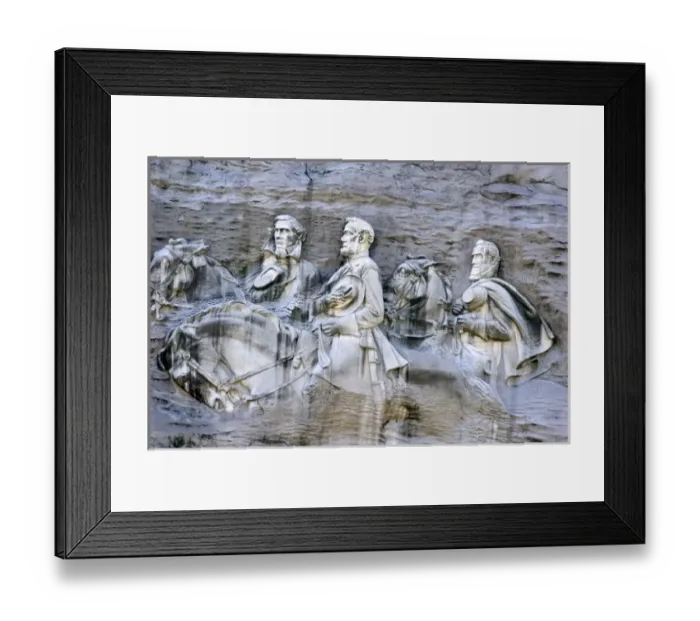 Framed Print : Carving of Stonewall Jackson, Robert E. Lee, and Jefferson Davis at Stone Mountain, Georgia