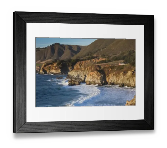 Framed Print : USA, California, Central Coast, Big Sur Area, coastal view by Castle Rock, sunset Framed Print : USA, California, Central Coast, Big Sur Area, coastal view by Castle Rock, sunset