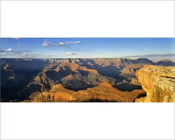 USA, Arizona, Grand Canyon NP. Long shadows emphasize the variety of buttes seen from Mather Point