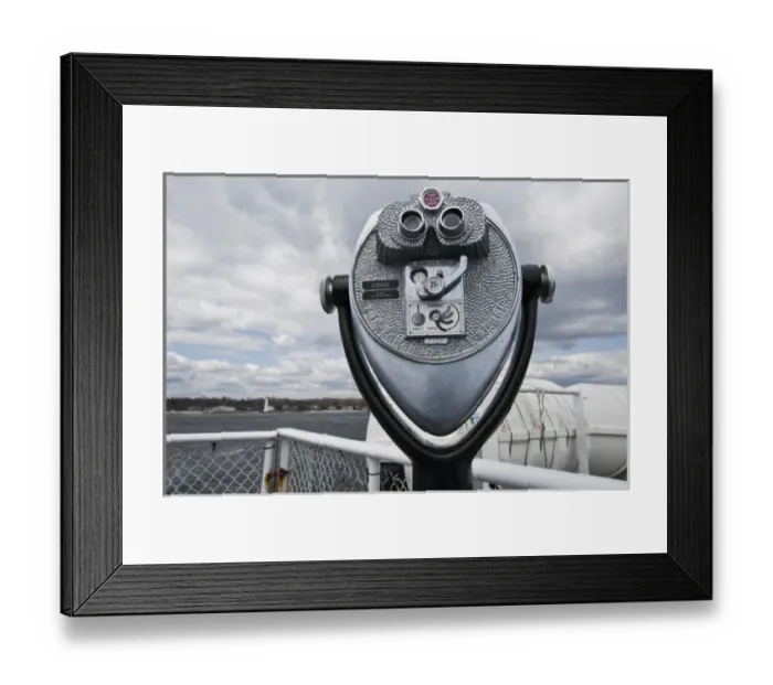 Framed Print : USA, Connecticut, New London. Long Island Ferry, binocculars and New London Harbor Lighthouse Framed Print : USA, Connecticut, New London. Long Island Ferry, binocculars and New London Harbor Lighthouse