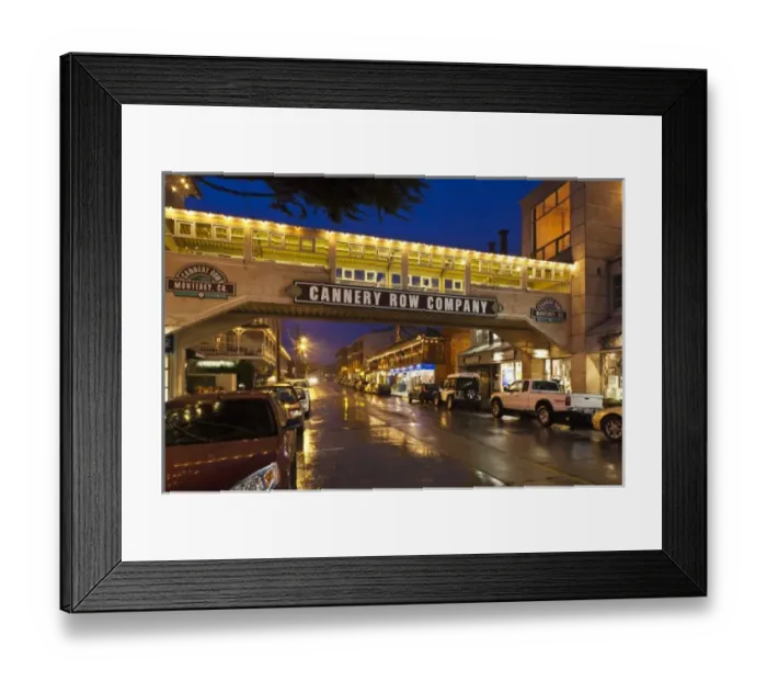 Framed Print : USA, California, Central Coast, Monterey, Cannery Row area, evening
