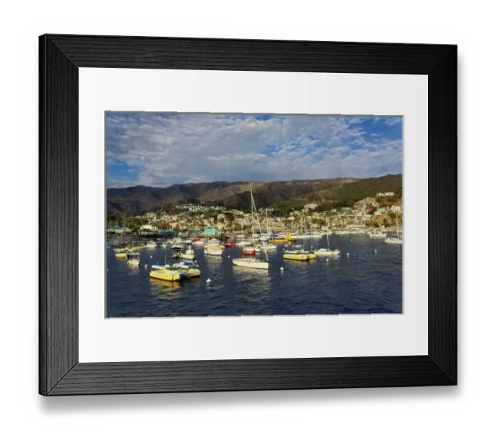 Framed Print : Boats anchored in Catalina Harbor, Catalina Island, California