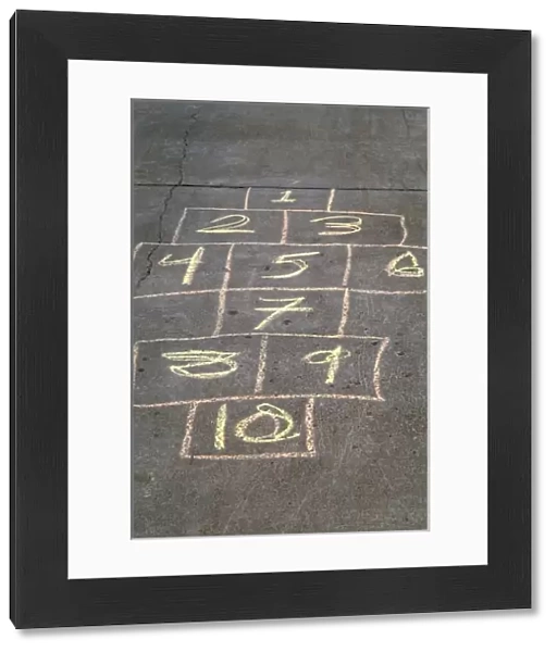 United States. Childrens hop scotch game drawn on sidewalk