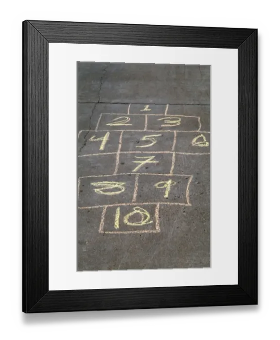 Framed Print : United States. Childrens hop scotch game drawn on sidewalk Framed Print : United States. Childrens hop scotch game drawn on sidewalk
