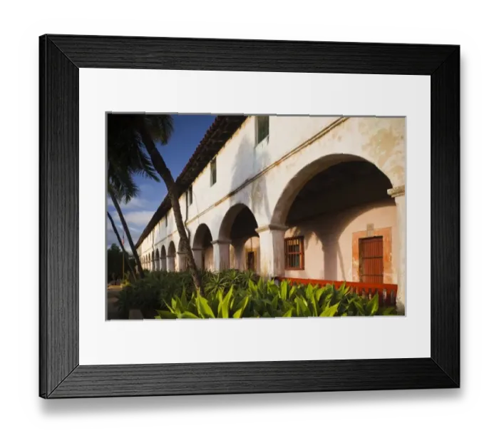 Framed Print : USA, California, Southern California, Santa Barbara, Mission Santa Barbara, dawn