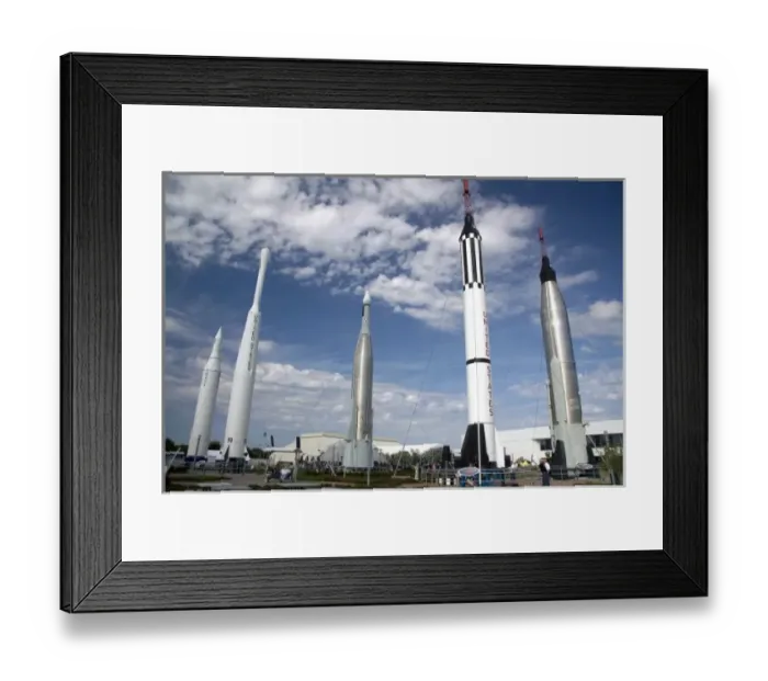 Framed Print : Rocket Garden at the Kennedy Space Center Visitor Complex in Cape Canaveral, Florida Framed Print : Rocket Garden at the Kennedy Space Center Visitor Complex in Cape Canaveral, Florida