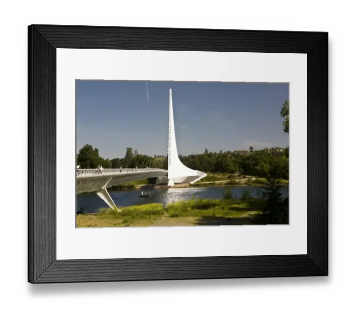 Framed Print : Scenic walking bridge over the Sacrament River, Redding California Framed Print : Scenic walking bridge over the Sacrament River, Redding California