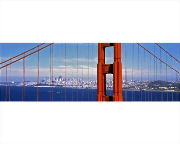 USA, California, Golden Gate Bridge. The Golden Gate Bridge acts as a frame for the