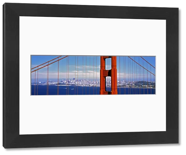 USA, California, Golden Gate Bridge. The Golden Gate Bridge acts as a frame for the