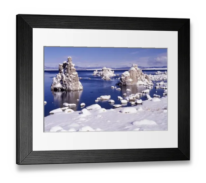 Framed Print : North America, USA, California, Mono Lake. Tufa formation covered in snow Framed Print : North America, USA, California, Mono Lake. Tufa formation covered in snow