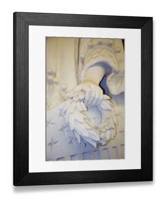 Framed Print : White marble statue detail of hand holding wreath, U. S. Capitol, Washington D. C Framed Print : White marble statue detail of hand holding wreath, U. S. Capitol, Washington D. C