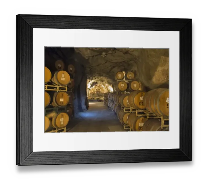 Framed Print : Oak aging barrels in cavern at Ironstone Winery, near Murphys, Calaveras county, California, USA Framed Print : Oak aging barrels in cavern at Ironstone Winery, near Murphys, Calaveras county, California, USA