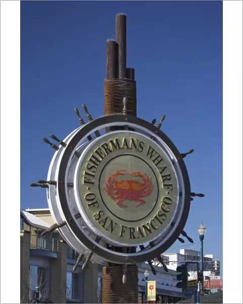 USA, California, San Francisco. Famous Fishermans Wharf sign
