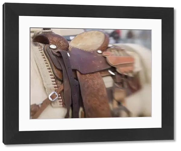 Tucson, Arizona: Ropes and equipment of rodeo competitor at the Tucson Rodeo