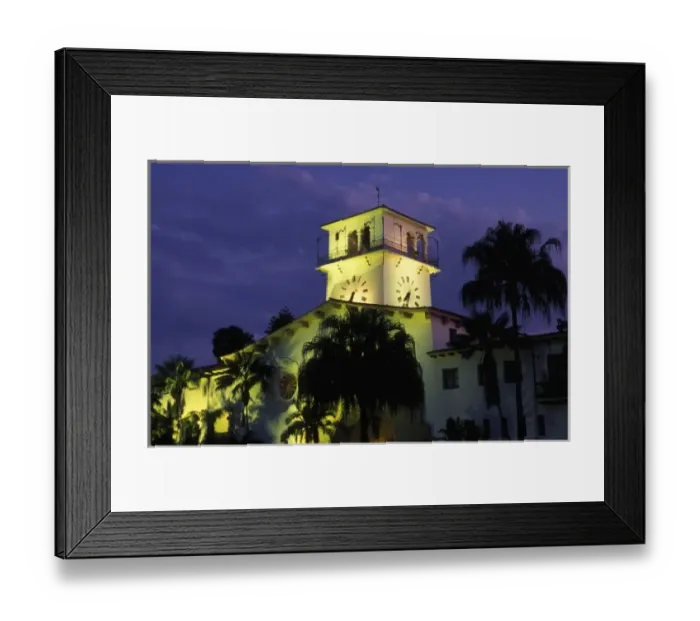 Framed Print : USA, California, Santa Barbara, Courthouse at dusk Framed Print : USA, California, Santa Barbara, Courthouse at dusk
