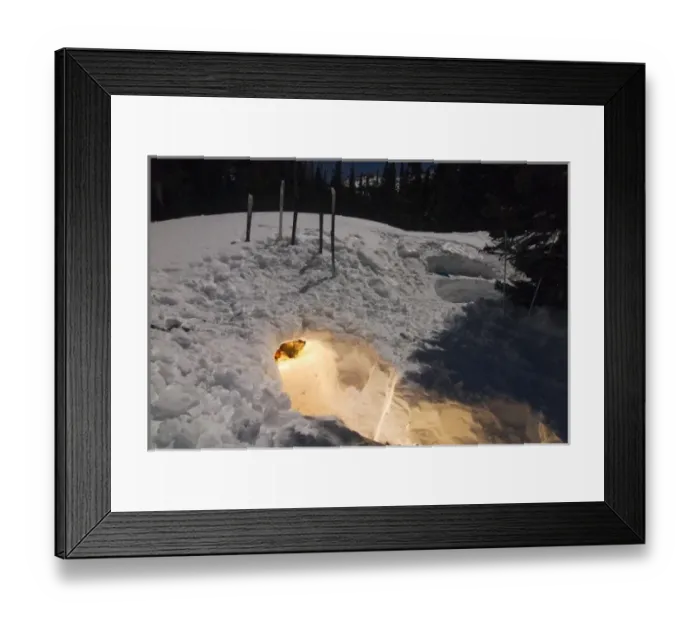 Framed Print : USA, Colorado, Rocky Mountain NP. A snowcave emanates a soft glow on a winter night