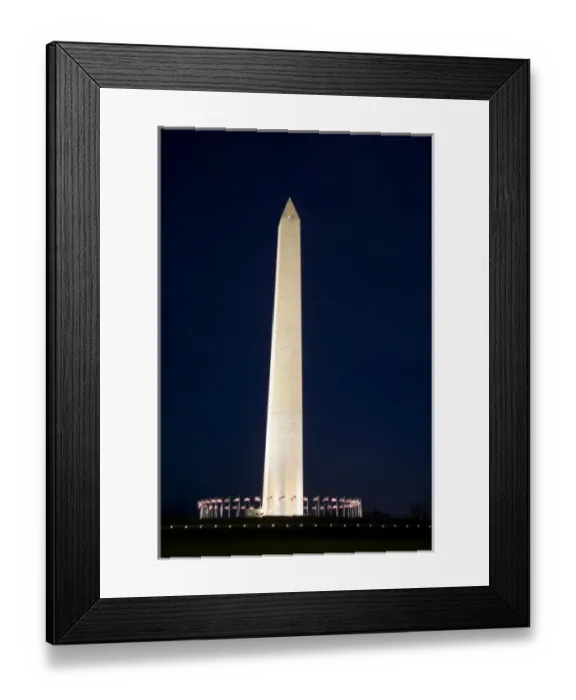 Framed Print : The Washington Monument lit up at night in Washington, D. C