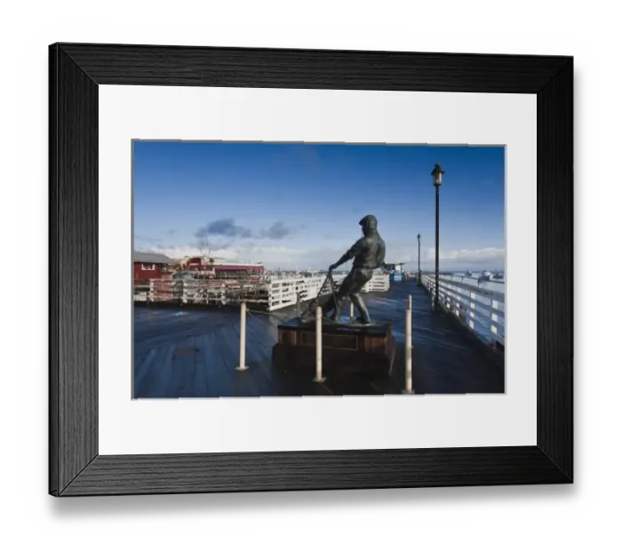 Framed Print : USA, California, Central Coast, Monterey, Fishermans Wharf, fisherman statue Framed Print : USA, California, Central Coast, Monterey, Fishermans Wharf, fisherman statue