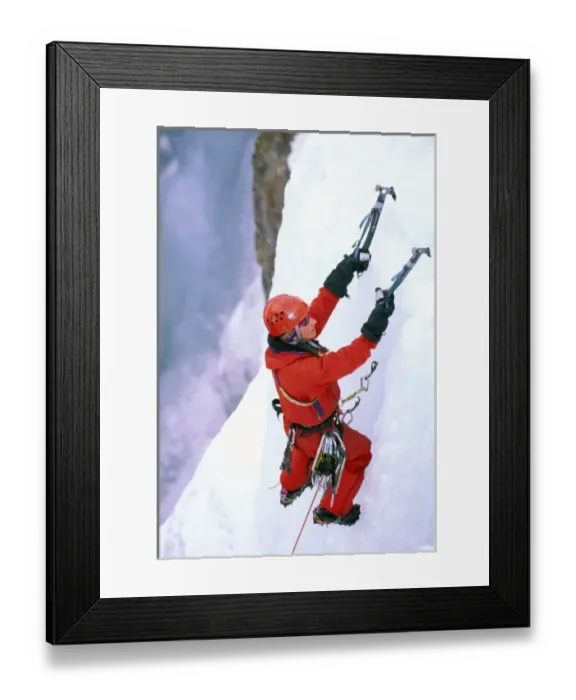 Framed Print : USA, Colorado, Ouray. Ice Climbing. (MR)