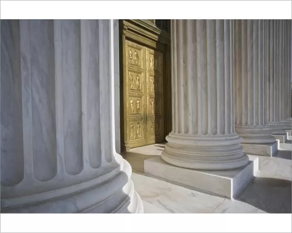 USA, Washington, D. C. View of the Supreme Court Buildings columns and door