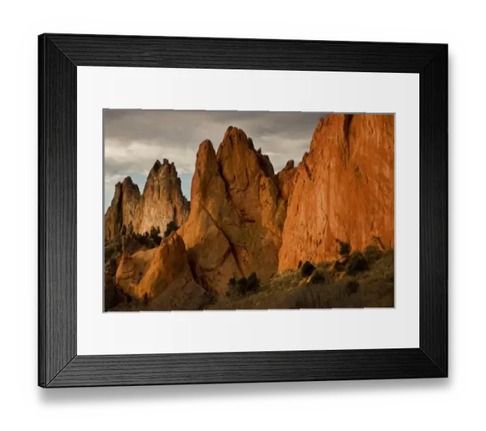Framed Print : USA, Colorado, Colorado Springs. Sunrise on the sandstone fins of Garden of the Gods formations Framed Print : USA, Colorado, Colorado Springs. Sunrise on the sandstone fins of Garden of the Gods formations