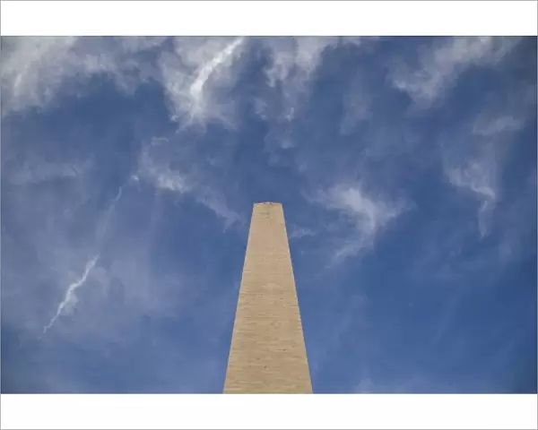 USA, Washington, D. C. A minimal view of the Washington Monument with interesting clouds above