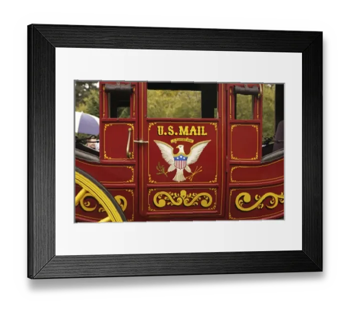 Framed Print : USA, Washington State, Issaquah, Salmon Days Festival Parade, antique U. S. Mail wagon