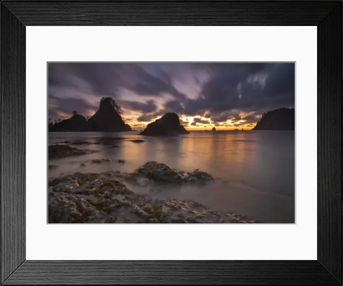 Framed Print : USA, Washington, Olympic National Park. Clouds streak past the Olympic coast near Rialto Beach Framed Print : USA, Washington, Olympic National Park. Clouds streak past the Olympic coast near Rialto Beach